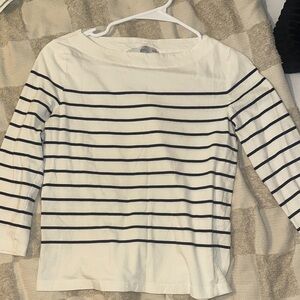 Mango White and Black Striped Top